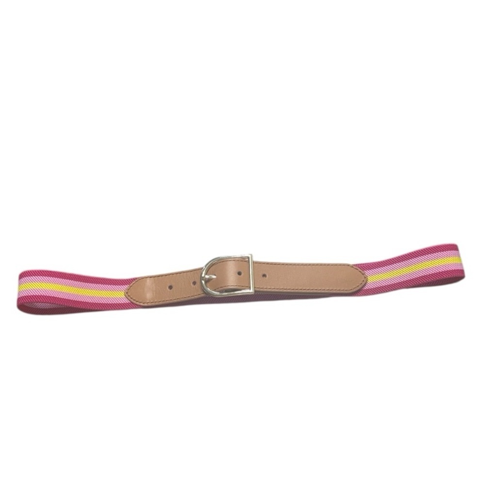 Talbots Pink Yellow Tan Belt Stretchy Fun Gold Color Medium